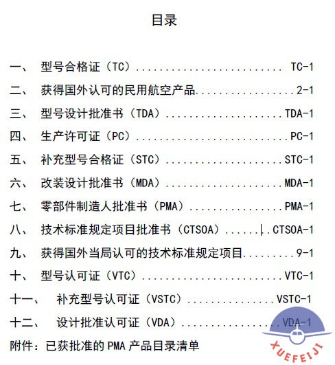 已获批准的民用航空产..